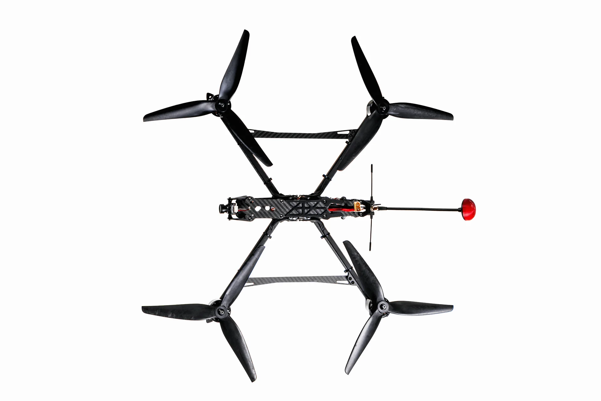FPV U7 quadcopter, overhead studio view