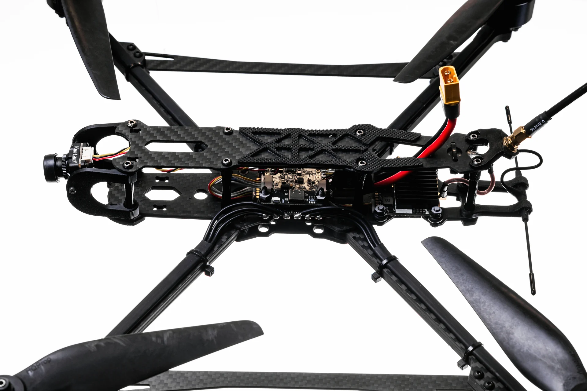 Close view of the FPV U7 frame and flight components