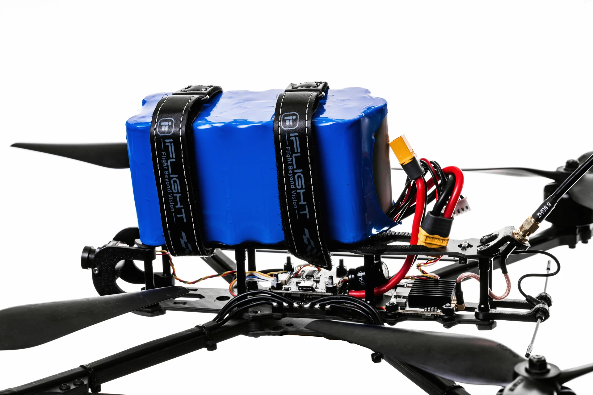 Close-up view of FPV U7 power system and frame