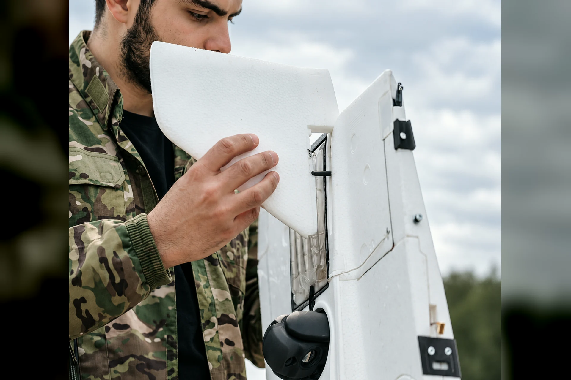 Technician holding the SHADOWLEAF aircraft