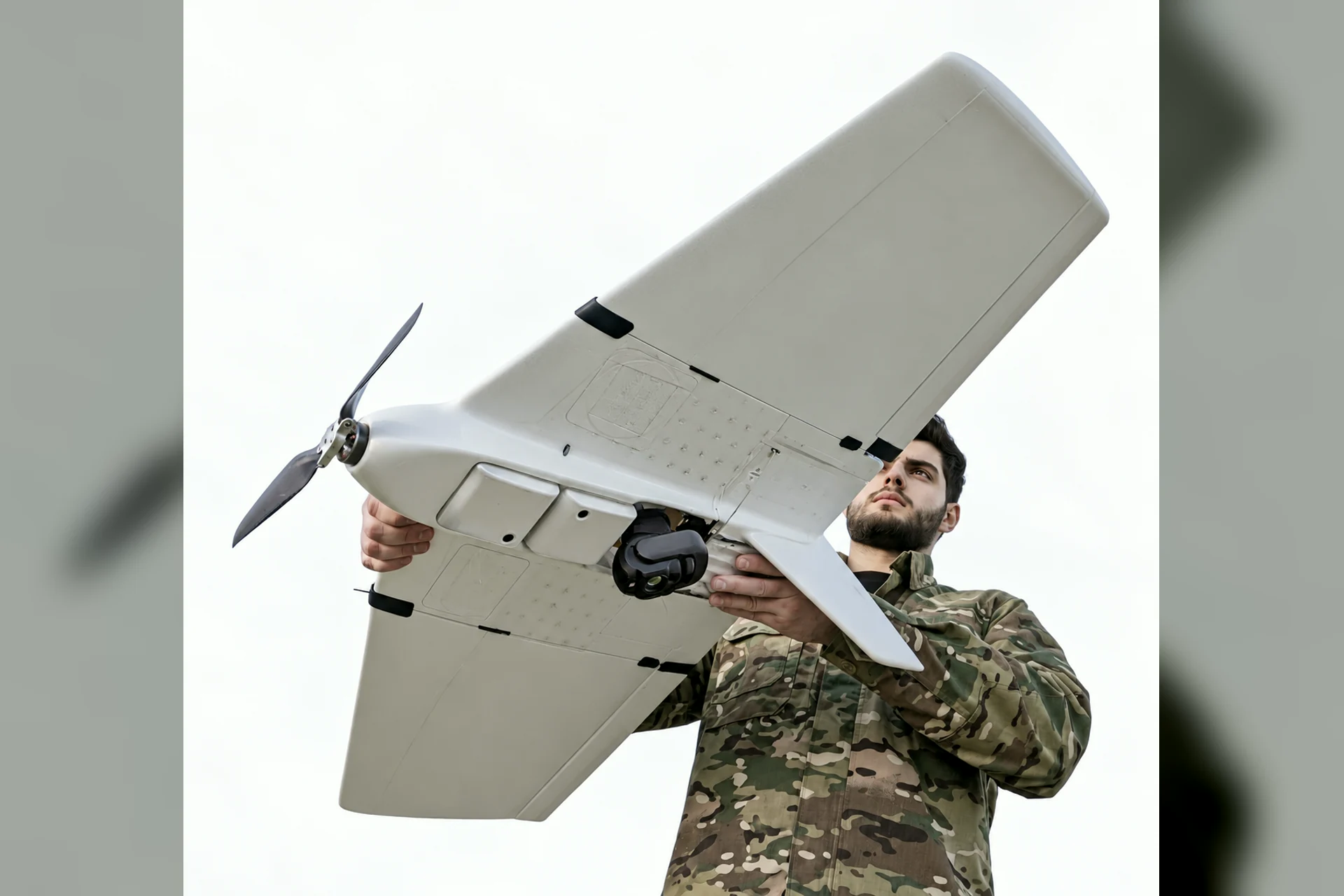 Technician and close-up view of the SHADOWLEAF airframe